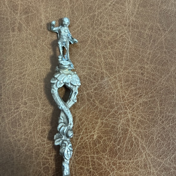 Vintage Silver Italian Style Souvenir Spoon with a Nude Man and a Angle Face - Picture 2 of 10